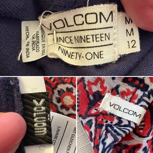 Volcom Red Navy Boho Dress True To This Tunic Cut Out Lace Inset Sleeves Lined, - Picture 15 of 15